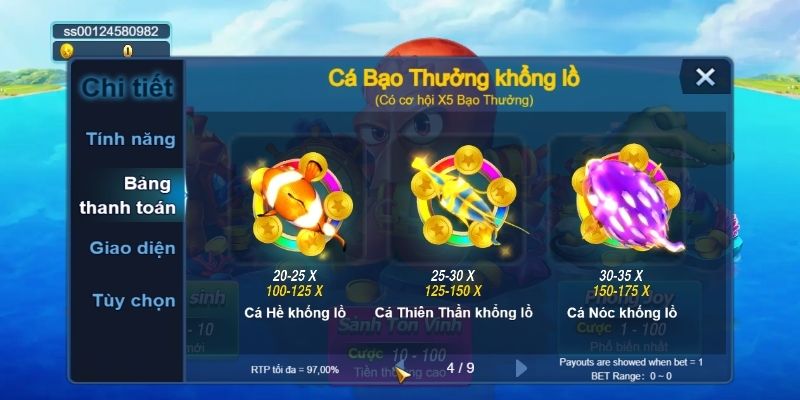 Cập nhật hệ số thưởng Vua bắn cá